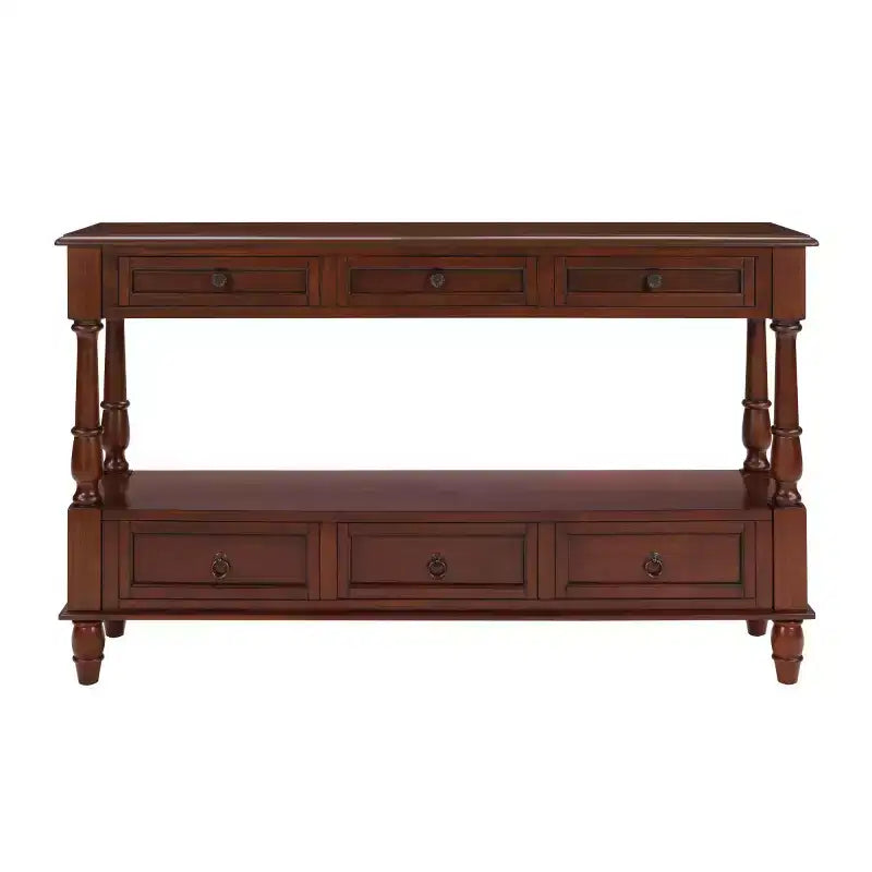 Mesa consola estrecha de madera maciza de 54 con almacenamiento, mesa moderna para sofá de 2 niveles, mesa de entrada para sala de estar, pasillo o recibidor