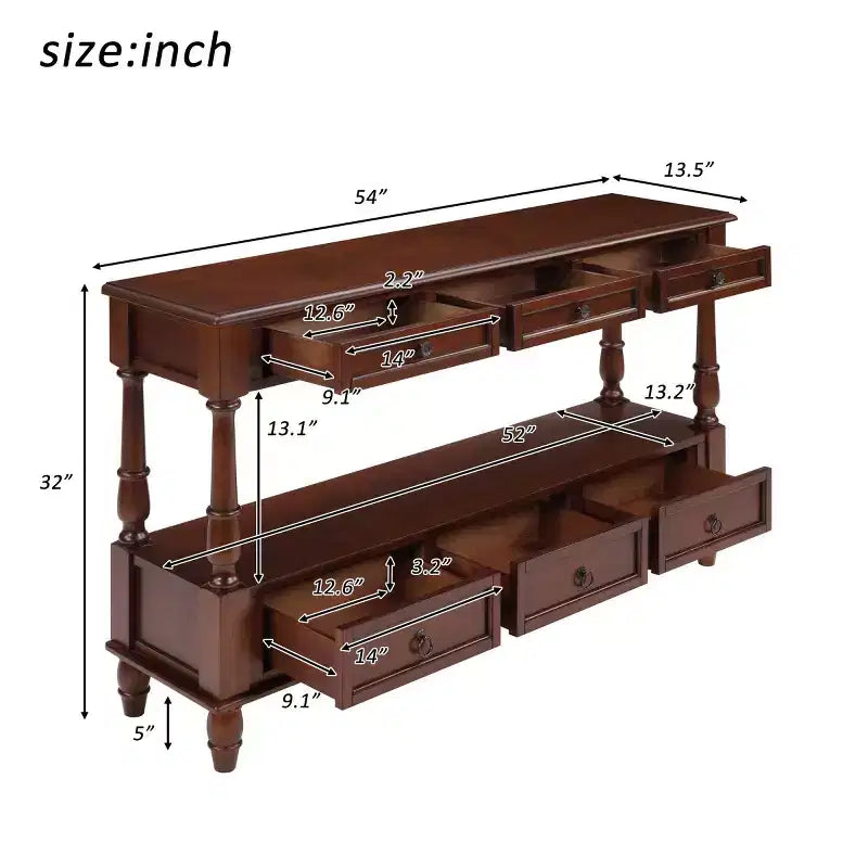 Table console étroite de 54 en bois massif avec rangement, table de canapé moderne à 2 niveaux, table d’entrée pour le salon, le couloir ou le vestibule