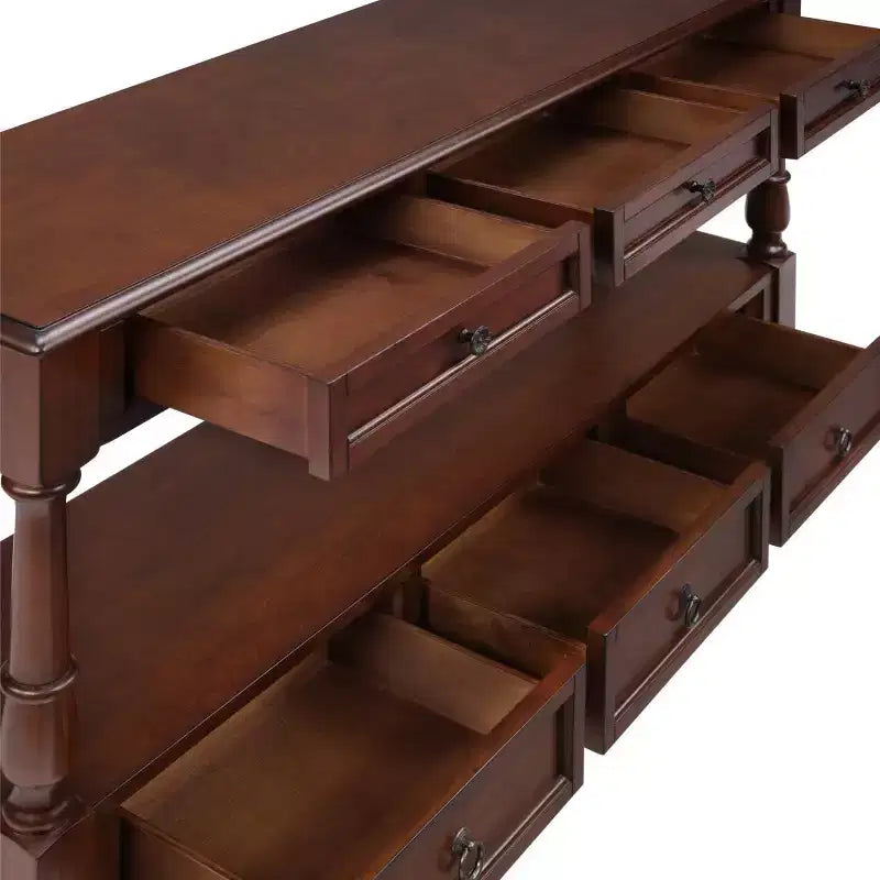 Mesa consola estrecha de madera maciza de 54 con almacenamiento, mesa moderna para sofá de 2 niveles, mesa de entrada para sala de estar, pasillo o recibidor