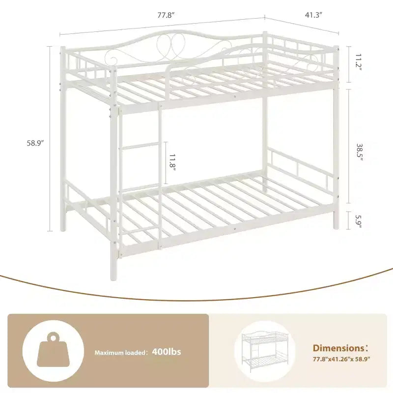 Litera metálica de dos camas individuales con escalera y barandilla de seguridad completa, resistente, silenciosa, no necesita somier y fácil de montar