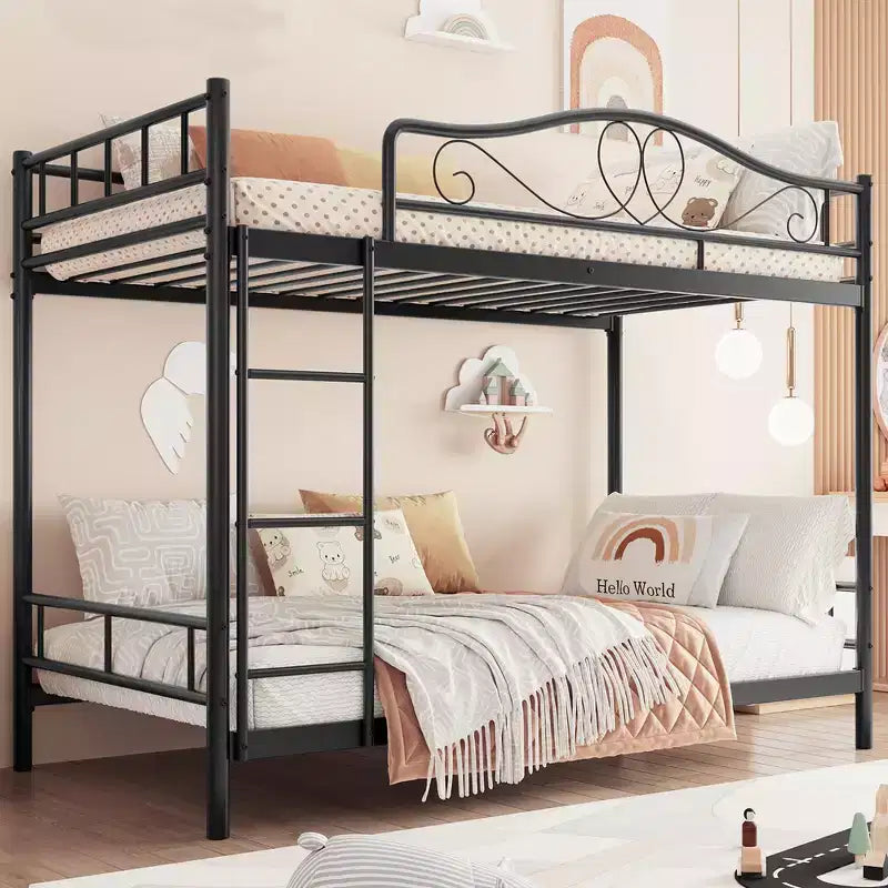Litera metálica de dos camas individuales con escalera y barandilla de seguridad completa, resistente, silenciosa, no necesita somier y fácil de montar