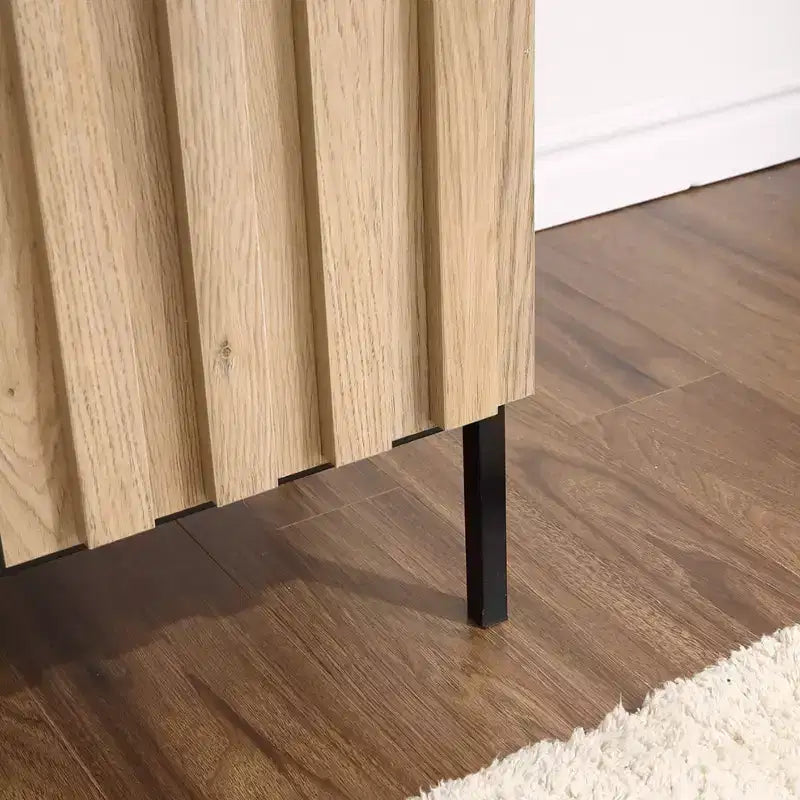 Buffet avec rangement et 2 portes cannelées, table de bar en bois pour entrée, couloir, cuisine, salle à manger ou salon