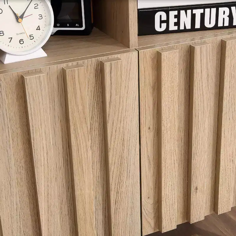 Buffet avec rangement et 2 portes cannelées, table de bar en bois pour entrée, couloir, cuisine, salle à manger ou salon