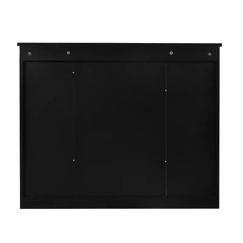 Wandmontierter Badezimmerschrank mit 35' x 28', moderner Badezimmerschrank mit Spiegel, Spiegelschrank mit 6 offenen Ablagen, Schwarz