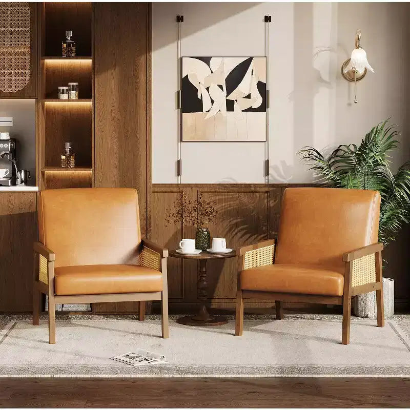 Sillón decorativo de ratán - sillón bouclé, sillón de lectura tapizado con estructura de madera, respaldo alto, sillón de descanso para sala de estar o dormitorio