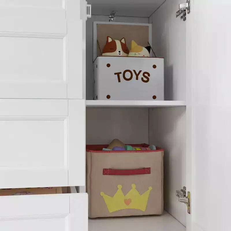 Cambiador blanco con cómoda, organizador espacioso para habitación infantil con cajones y armarios para pañales, ropa y juguetes