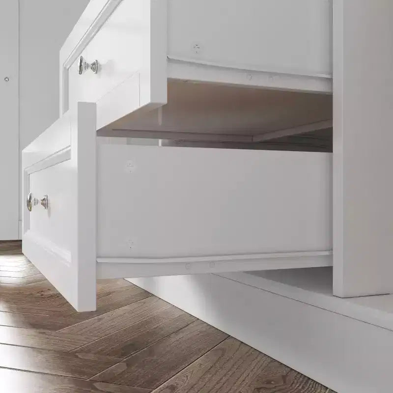 Cambiador blanco con cómoda, organizador espacioso para habitación infantil con cajones y armarios para pañales, ropa y juguetes