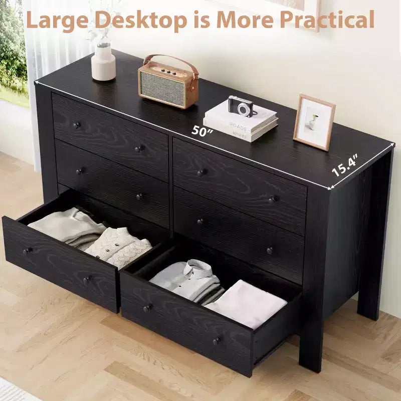 Kommode mit 6 Schubladen fürs Schlafzimmer, moderne Doppelkommode mit Stauraumschubladen, Holzkommode für Schlafzimmer, Eingangsbereich, Flur und Büro