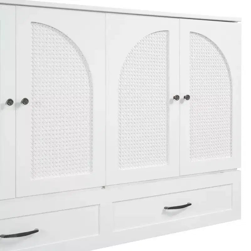 Cama abatible de ratán moderna tamaño queen con cajón grande para sala de estar y habitación de invitados