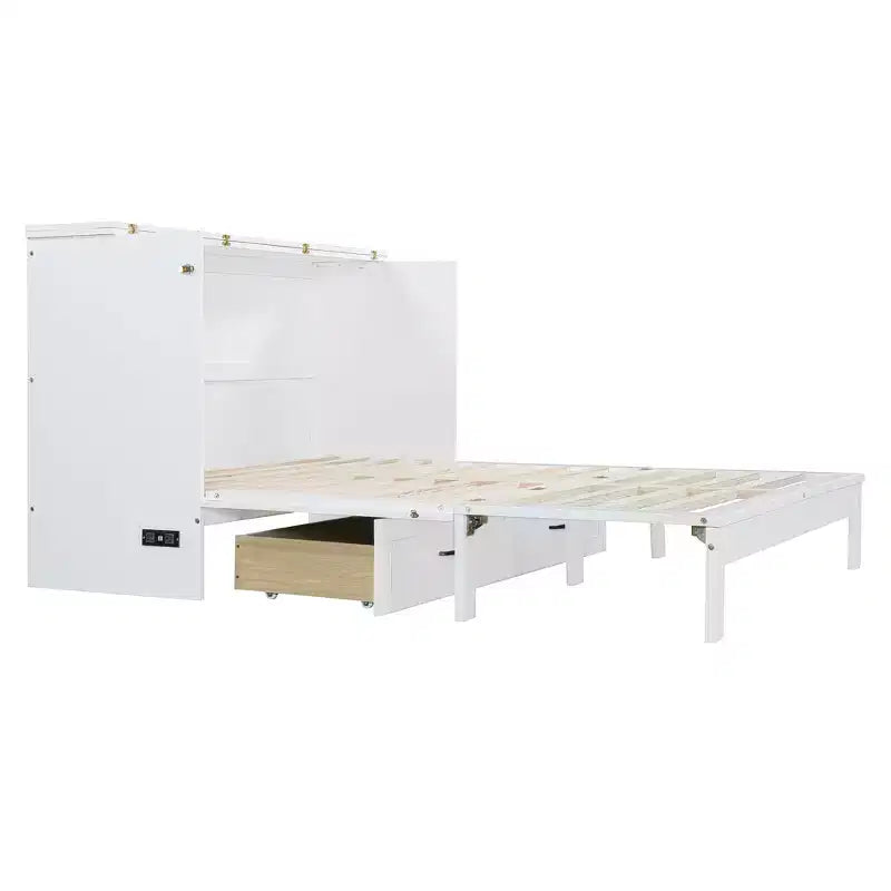 Cama abatible de ratán moderna tamaño queen con cajón grande para sala de estar y habitación de invitados