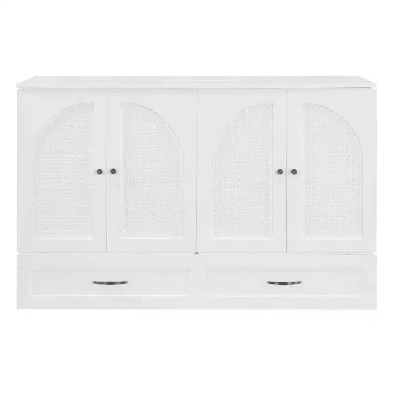 Cama abatible de ratán moderna tamaño queen con cajón grande para sala de estar y habitación de invitados