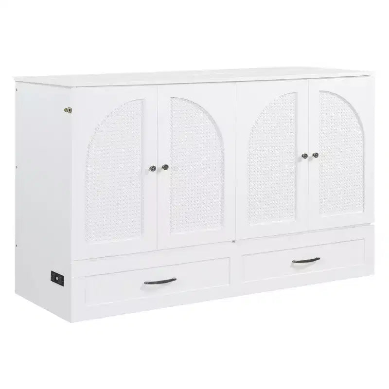 Cama abatible de ratán moderna tamaño queen con cajón grande para sala de estar y habitación de invitados