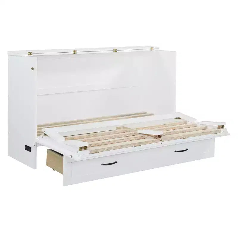 Cama abatible de ratán moderna tamaño queen con cajón grande para sala de estar y habitación de invitados