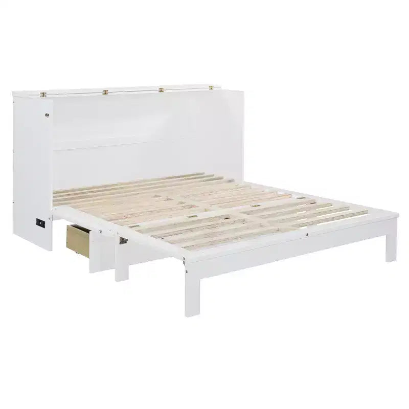 Cama abatible de ratán moderna tamaño queen con cajón grande para sala de estar y habitación de invitados
