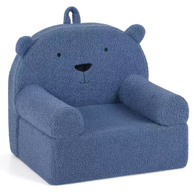 Kindersofa in Bärenform, Schaumstoffsofa für Kleinkinder mit weichem Fleece-Bezug, Braun/Grau/Marineblau/Rosa