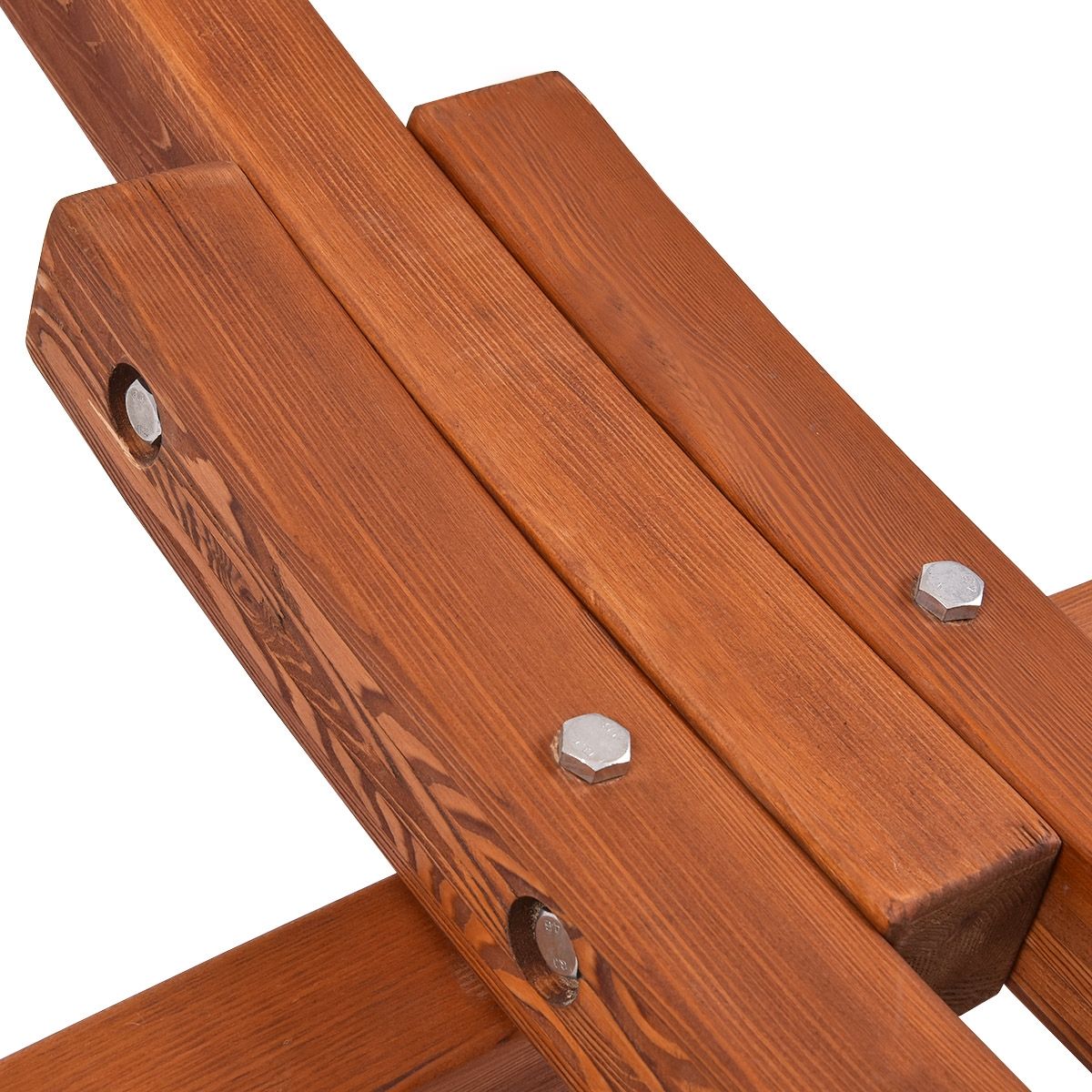 Hamac 1 Place 200x100cm avec Support en Bois de Mélèze Russe Capacité 120kg en Polyester Métal 313x115x120cm Naturel