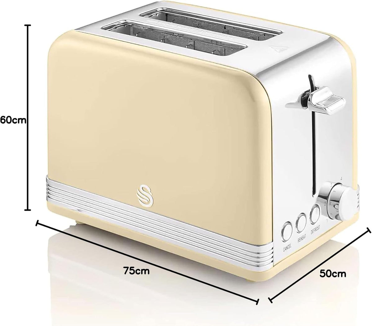 Swan Retro Ensemble Petit-Déjeuner, Bouilloire 1,8 L, Grille-Pain 2 Tranches à Fente Large, Micro-Ondes Numérique 20L, 6 Niveaux de Puissance, Minuteur, Porte Miroir, Design Vintage, Crème